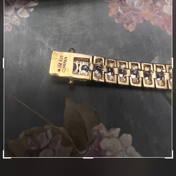 Bronze Italy 14kt gold plating Sterling Silver Bracelet with crystal stones. - Picture 4 of 6